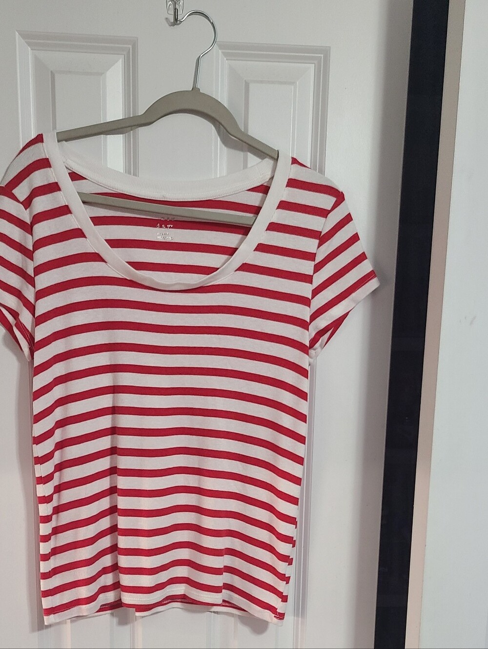 a new day Red & White Striped Scoop Neck Tee Shirt